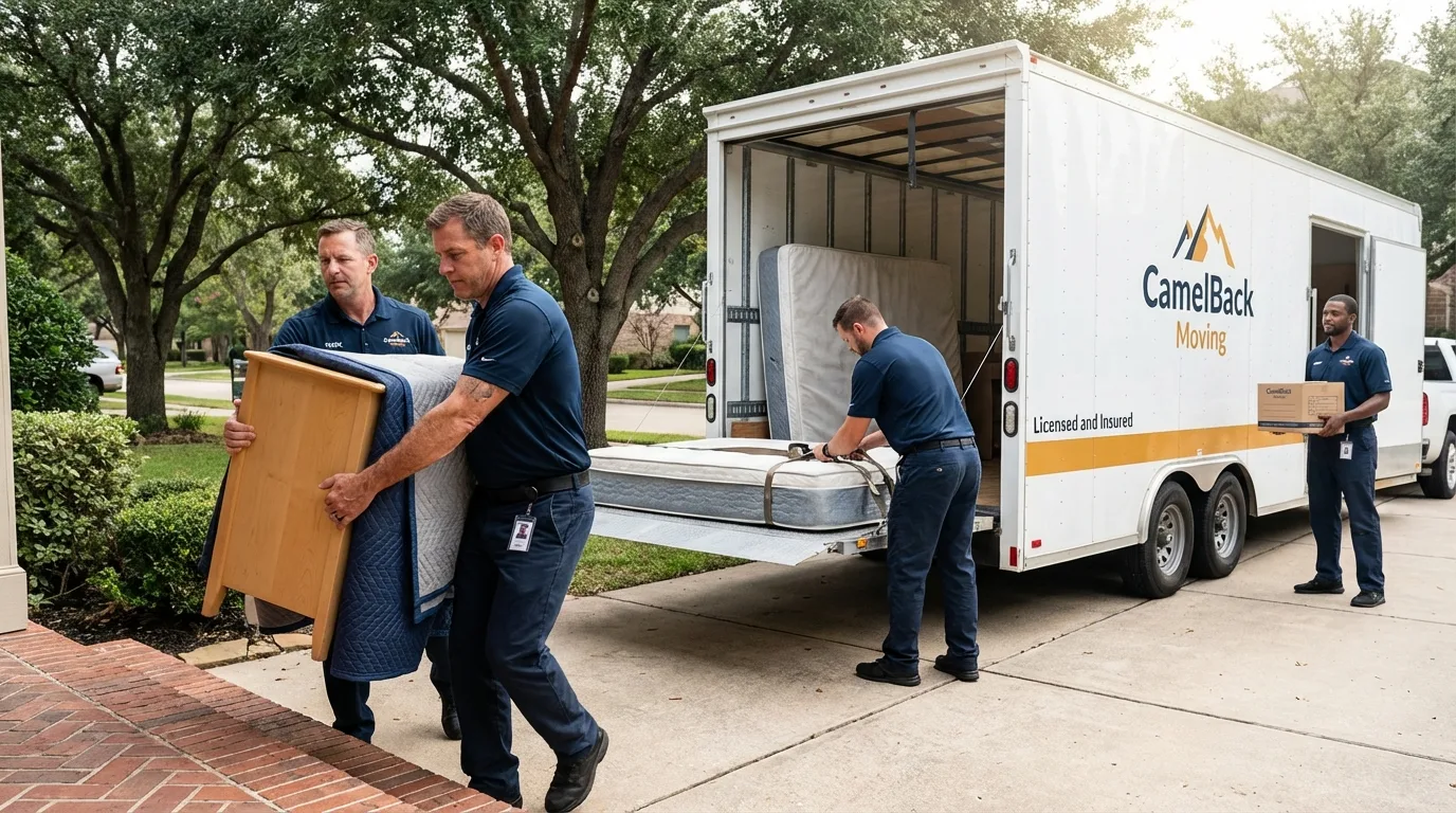 Crew loading residential truck for cross-state move from Oliver, PA