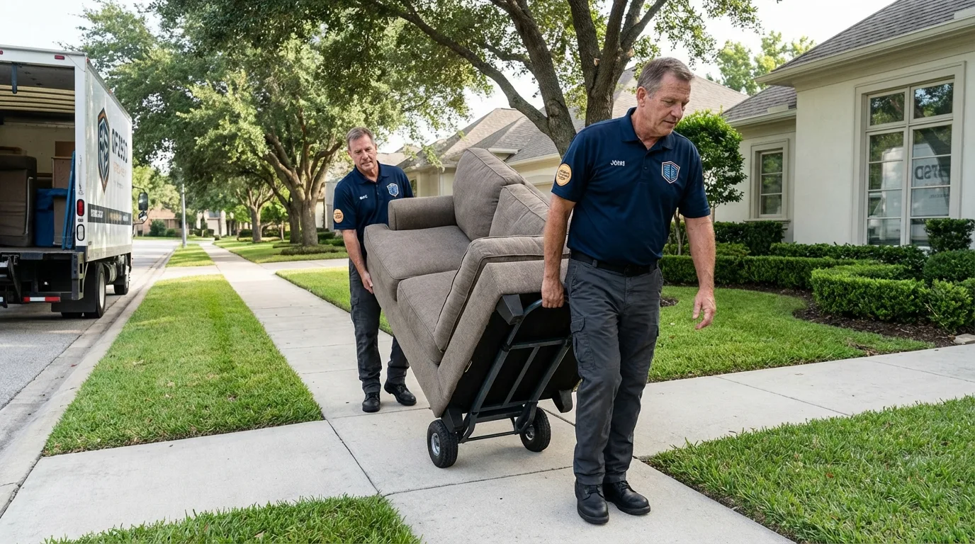 Local residential moving crew loading furniture in Oliver, PA